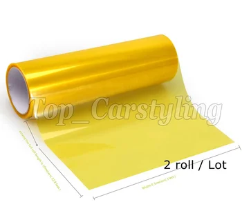 

2 Roll / Lot Yellow Headlight tint film Vinyl rear car lights tinting Tail lights FOIL tint size 0.3x10m/Roll PROTWRAPS