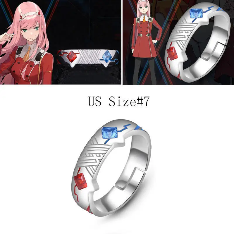 DARLING In The FRANXX 02 Zero Two Косплей 925 Серебряное кольцо Регулируемый подарок аниме