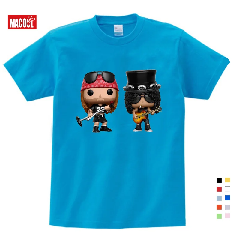 Roses and Guns T Shirt Band Tops Guns N Roses Clothing Tshirt Children's Funny Hip Hop High Quality for Boy Girl Cartoon Unisex