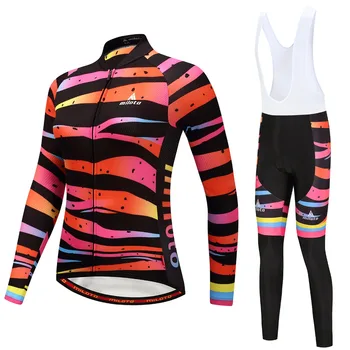 

Long Sleeve Cycling Jersey Women's Mountain Bike Jersey Set 2017 Ladies Cycling Shirts Bicycle Jacket Reflective Long Pants Pad