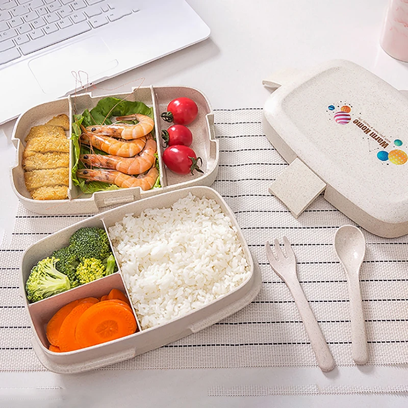 

MICCK Wheat Straw Lunch Box For Kids Lunch Box Containers With Compartments Gift To Children Kitchen Food Container Bento Case