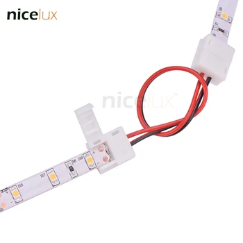 

10pcs 10mm 2 Pin Quick Connector 2 ends Strip Clip for Waterproof 10mm 5050 5730 5630 LED Tape Light Conductor with 15cm Wire