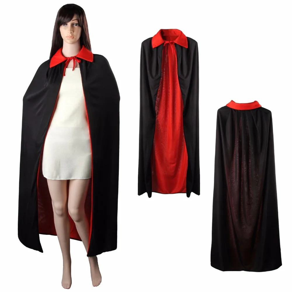 

Halloween Black Red Vampire Cape Dracula Devil Cloak Fancy Dress Cosplay Costume