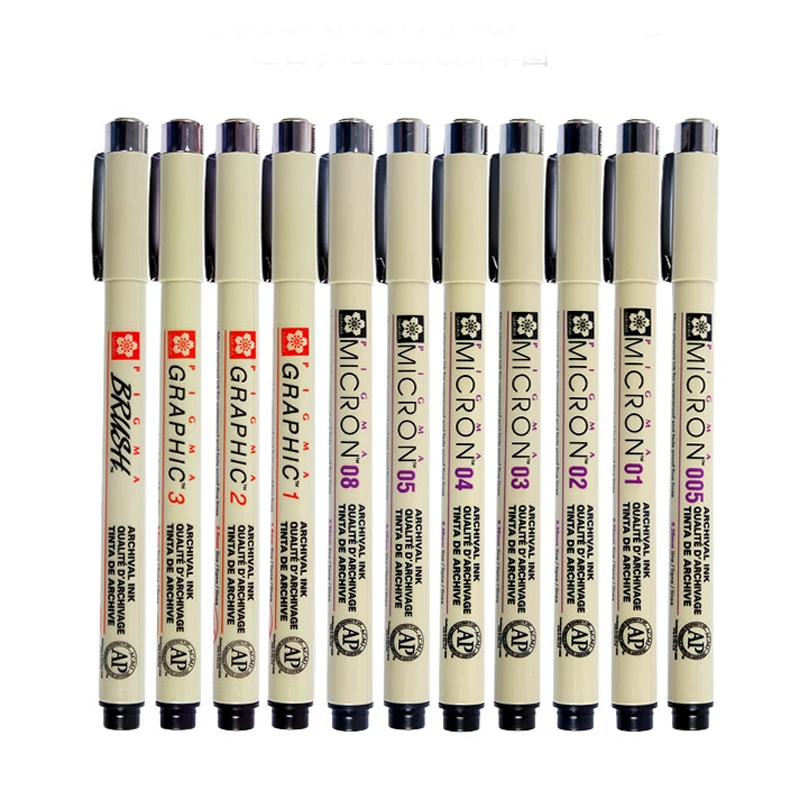 

Sakura Pigma Micron Pen Needle Soft Brush Drawing Pen lot 005 01 02 03 04 05 08 1.0 Brush Art Makers