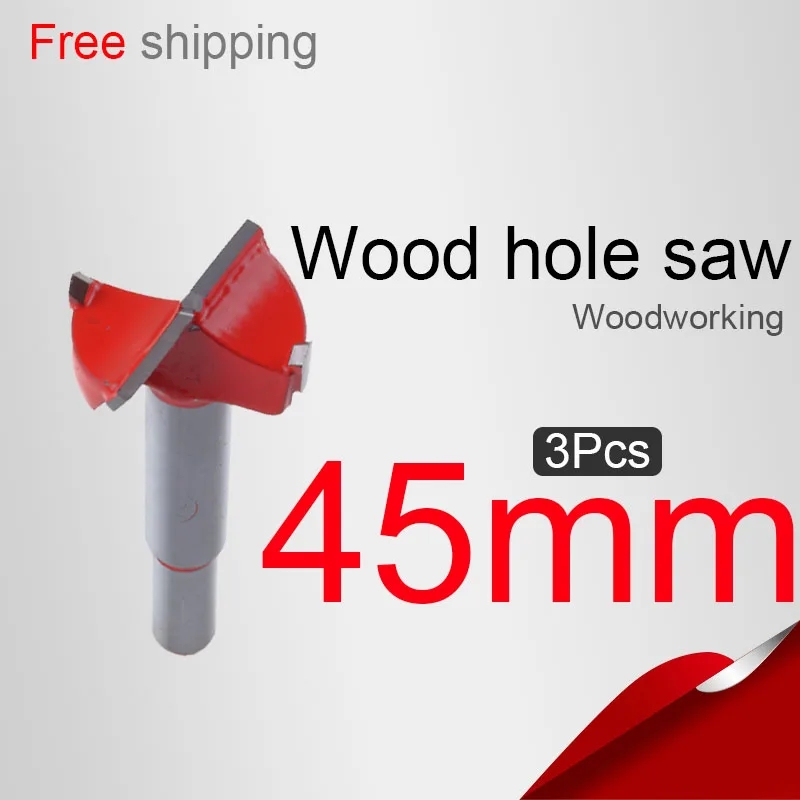 

3pcs 45mm 1.772in Wood hole saw Lock hole saw  Hinge reamer Woodworking tool Power tools  Wood drilling