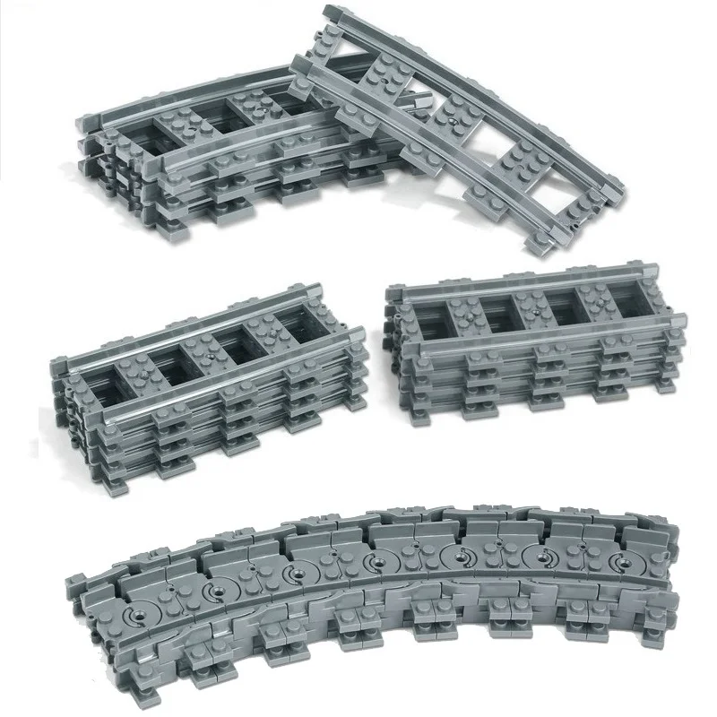 

20Pcs/Lot City Train Track Rail Straight Rails Curved Rails Figure Blocks Construction Building Bricks Toys For Children