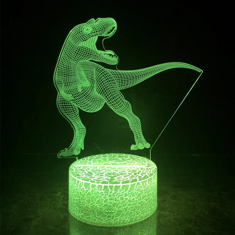 3D иллюзия динозавра 7 цветов светодиодный пульт дистанционного управления Сенсорный спальный ночник светится в темноте игрушки лампа в виде динозавра подарок на день рождения для мальчика