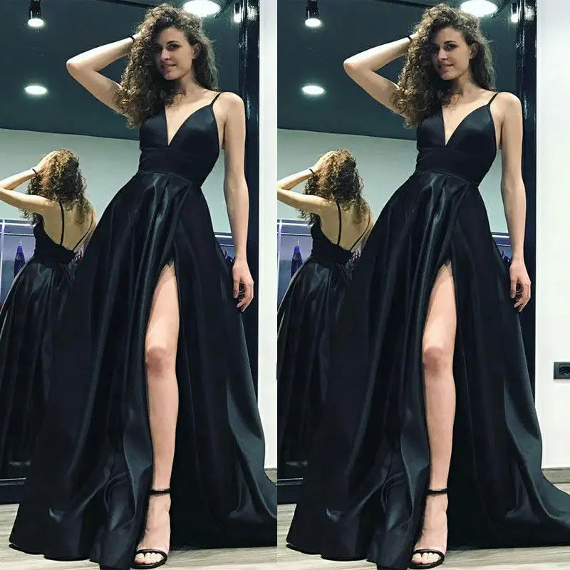 

Women Lace Sexy Party Dress Off Shouder Deep V Neck