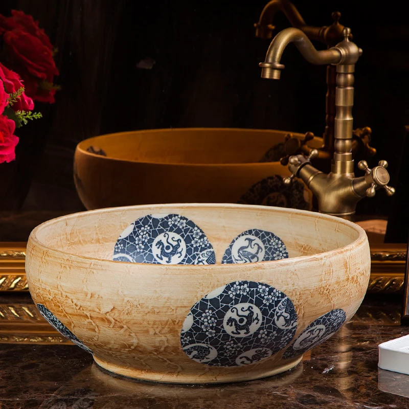 China Artistic Handmade Art wash basin Ceramic Counter Top Wash Basin Bathroom Sinks hand wash art basin bathroom sinks (6)