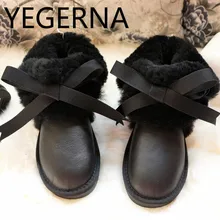 Genuine Sheepskin Leather Boots 100% Natural Fur Wool Warm Winter Women Boots High Quality Fashion Women Snow Boots