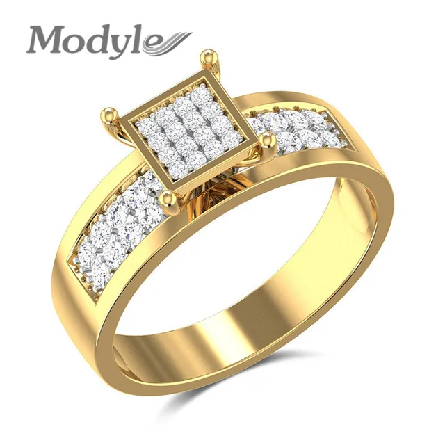 Modyle 2018 New Design Gold Color Round Rings for Women Engagement Wedding Clear AAA Zircon Jewelry Bague Bijoux Size 6 7 8 9 10