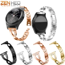 Для samsung Шестерни Спорт S2 Bling Diamond часы группа для samsung Шестерни Спорт металла Нержавеющая сталь замена ремешок Для женщин наручные