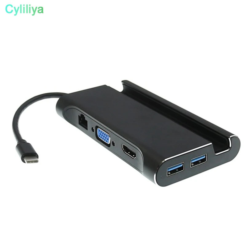 7 в 1 USB C 3 Тип К до 4 к HDMI VGA Rj45 Gigabit Ethernet 0 порт PD зарядный адаптер док держатель