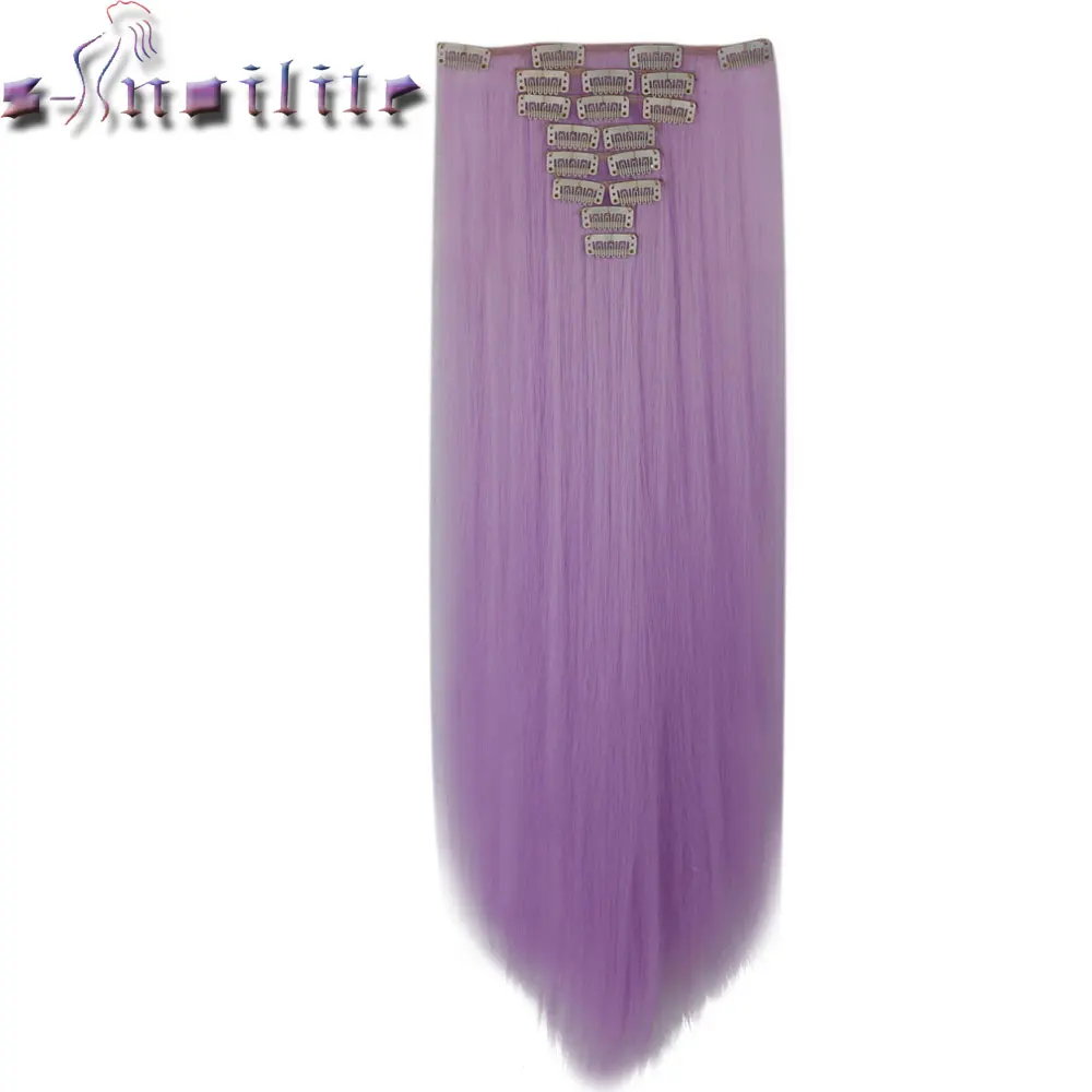 

S-noilite Women 8Pcs/Set 18Clips on 66CM Straight Full Head Clip in Hair Extensions 100% real natural Synthetic