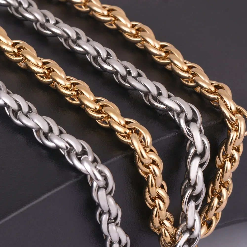 

9mm width 22" length men's large size heavy rope necklace 316L stainless steel men punk jewelry