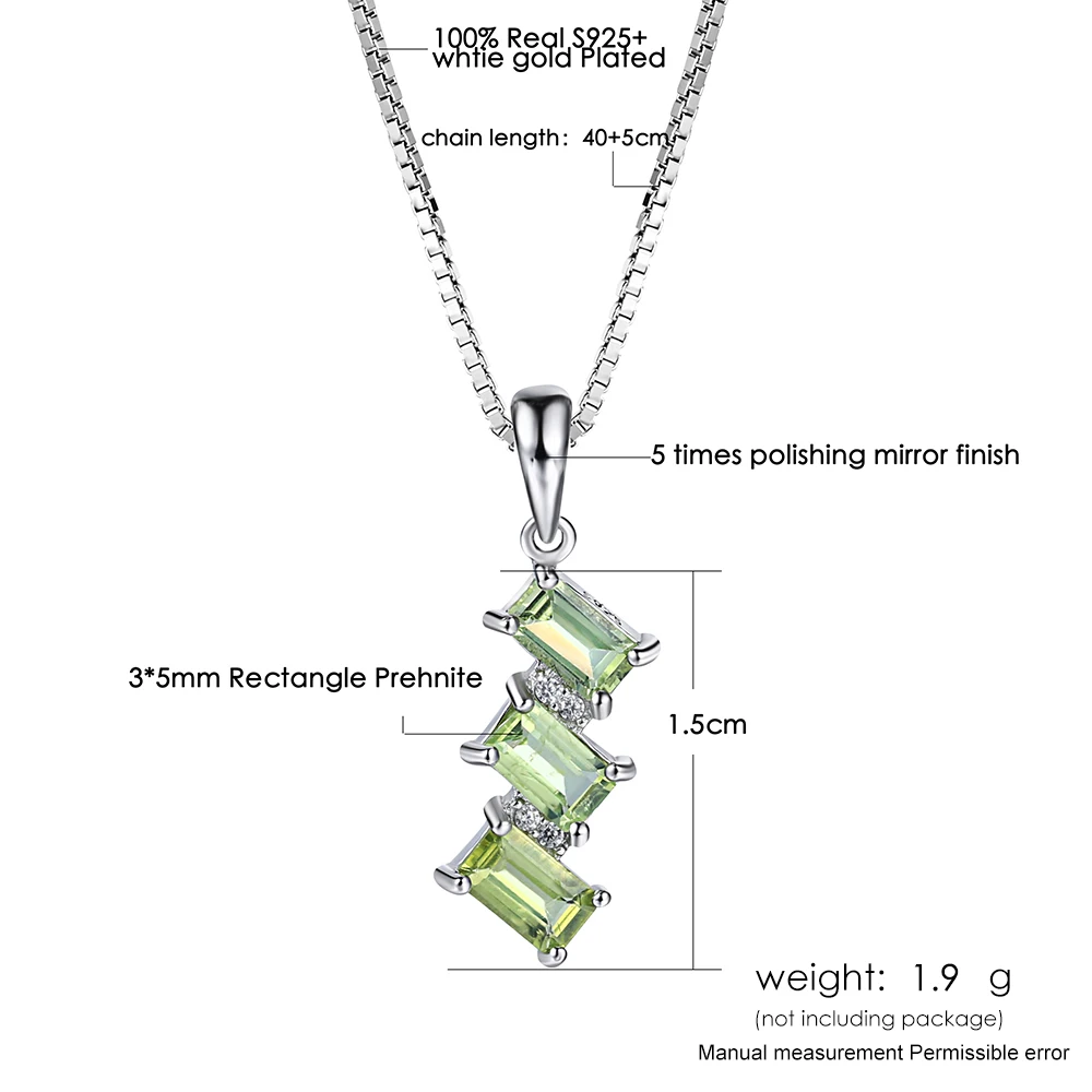 Ламода, новинка, прямоугольная форма, натуральный драгоценный камень, перидот, 925 пробы, серебряная цепочка, подвеска, ожерелье, хорошее ювелирное изделие, S925 LMNI065