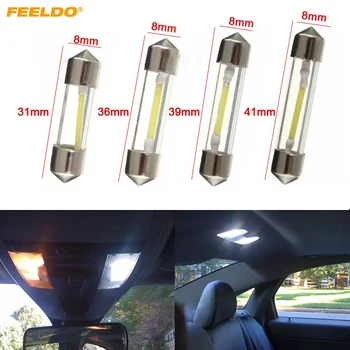 

FEELDO 1Pc White Car COB Led Chips C5W 31mm 36mm 39mm 41mm Car Interior Glass Lens Festoon Dome Reading 12V DC Bulbs #FD-4625