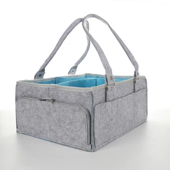 

Felt Cloth Storage Bag Foldable Baby Large Size Diaper Caddy Changing Table Organiser Toy Storage Basket Car Travel Organizer