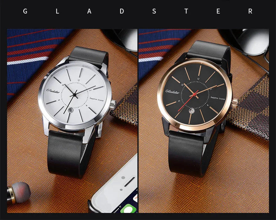 Gladster Роскошные брендовые японские спортивные наручные часы Miyota 2115-6 H, водонепроницаемые мужские часы с кожаным сапфировым кристаллом, мужские часы с календарем