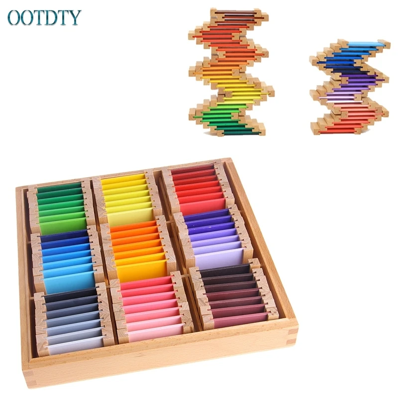 

Montessori Sensorial Material Learning Color Tablet Box Wood Preschool Toy #330