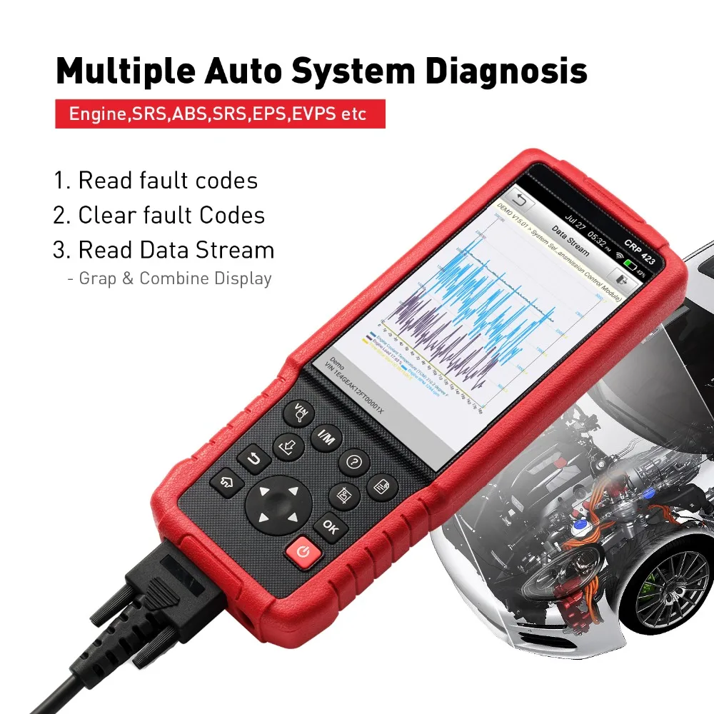Считыватель кодов LAUNCH X431 CRP423 OBD2 сканер с поддержкой Wi Fi CRP 423 автоматический