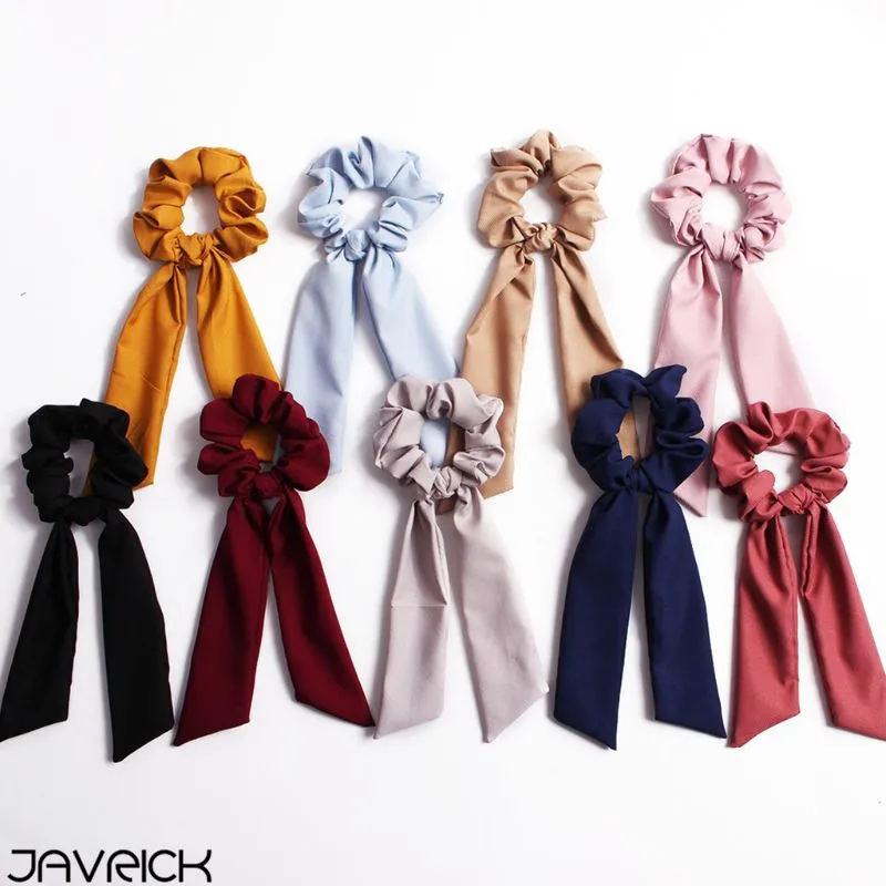 

Korean Minimalist Women Hair Rope Plain Solid Color Banquet Wedding Ponytail Holder Long Ribbon Scarf Large Intestine Scrunchies