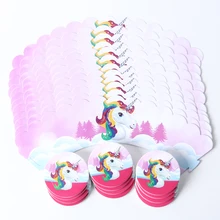 12set/pack Unicorn Cupcake Wrappers Topper Happy Birthday Baby Shower Kids Cake Decor Supplies(12 wraps+12 topper)