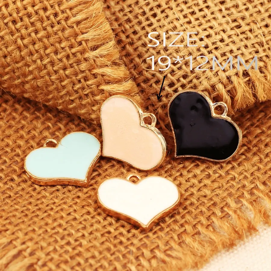 New Arrival Trendy Love Heart Oil Drop Jewelry Charm Pendants 50PCS