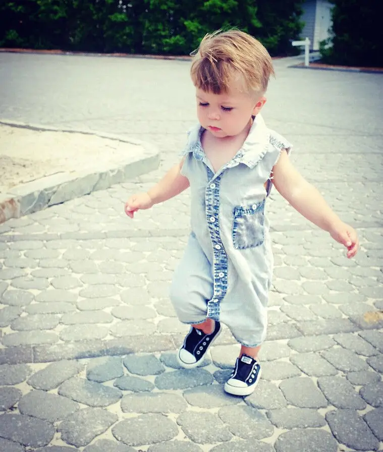 Детский джинсовый комбинезон без рукавов в винтажном стиле|jumpsuit toddler|sleeveless
