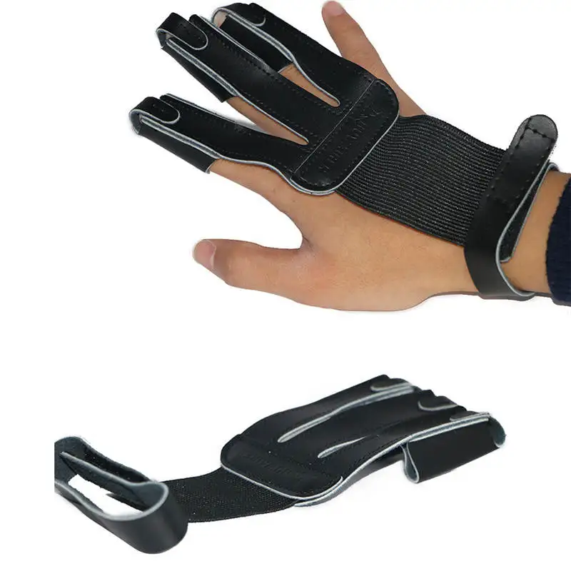 3 Finger Fingers Protect Glove Leather Left Hand Archery Arrow Bow Hunting Shooting Protective Finger Entertainment Tool