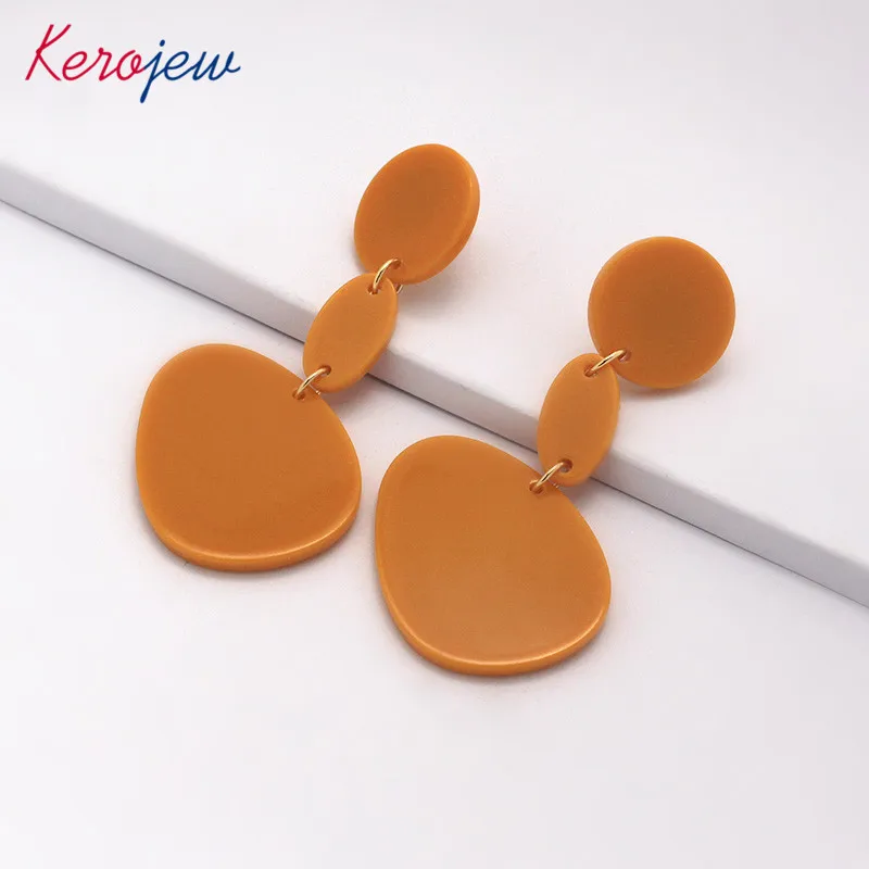 

Korean Acetate Edition Geometry Orange Women's Acrylic Ins dangle earrings bijoux oorbelle boucle d'oreille femme 2019 Jewelry