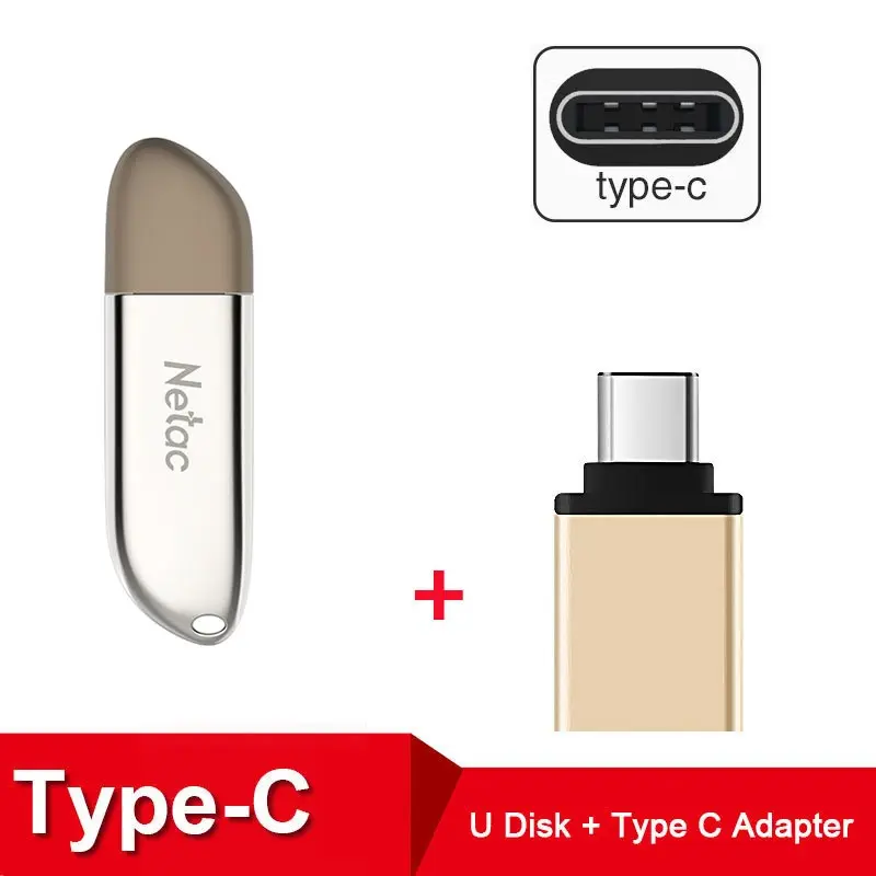 Netac USB флэш-накопитель USB3.0 высокая скорость карты памяти 64 Гб металл специальный U352 острый нож хранения USB флешки 64 ГБ 3,0 usb c - Цвет: U352 64GB Plus TypeC