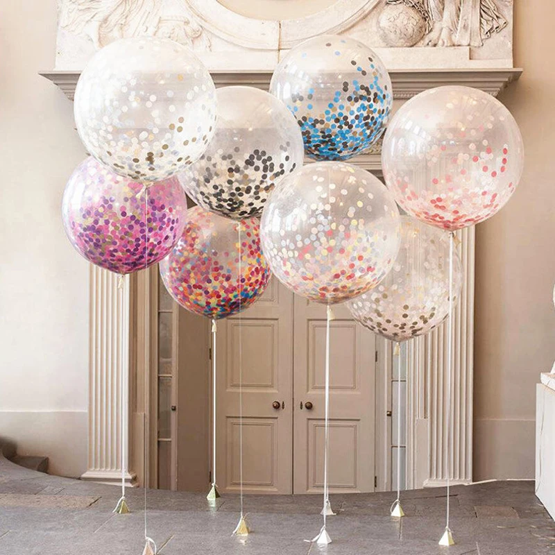 36 дюймов прозрачный воздушный шар из латекса плюс круглые обрезки красочной бумаги для комнаты декоративные свадебные аксессуары детские игрушки
