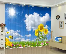 3D Cartoon Flowers Photo Window Curtain For Bedding Room