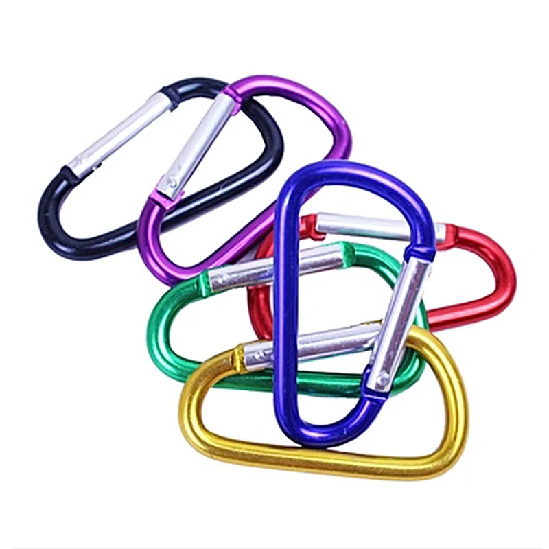 5pcs Outdoor Safety Buckle Keychain Hook Sports Aluminium Alloy Climbing Button Carabiner Shape