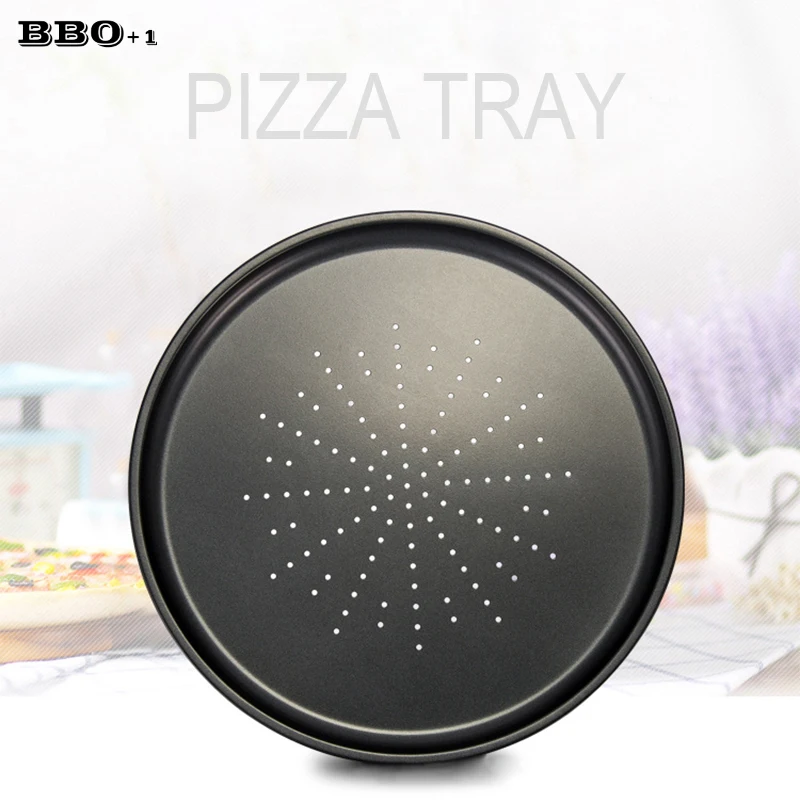 1pcs 12 Inch Nonstick Black Pizza Baking Pan Carbon Steel Pizza Stone
