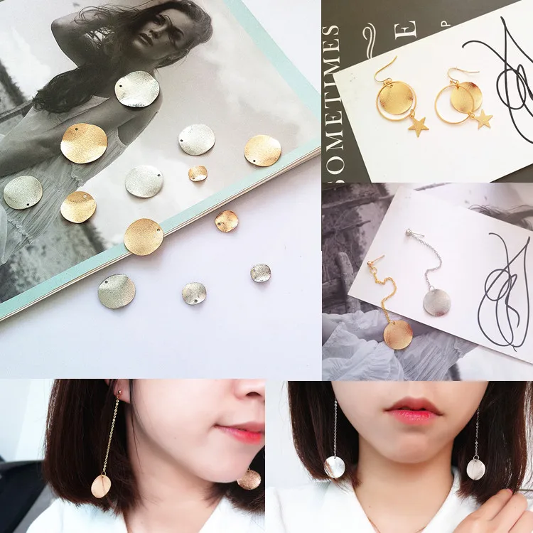 

Sparkling Glitter Round Copper Charms Kc Gold White K Color Eardrop Diy Pendant Necklace Material Jewelry Handcrafted 6pcs