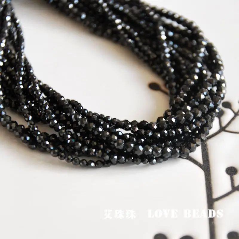 2mm/3mm 15&quot/38cm tiny seed beads natural black spinel faceted jewelry making DIY for women | Украшения и аксессуары
