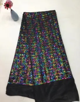 

african net lace fabric newest L-111529 French tulle lace fabric with sequins