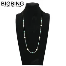T014 BigBing Модная бижутерия с серебряным жемчугом и кристаллами длинное ожерелье ювелирных изделий высокого качества без никеля