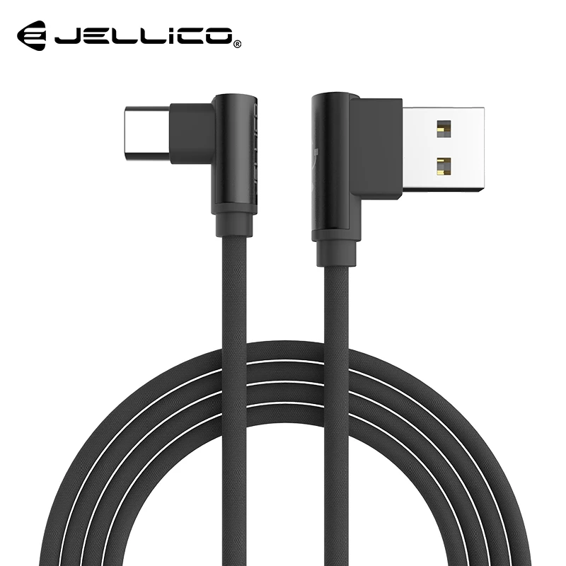 Jellico usb type C 90 градусов быстрая зарядка USB C кабель L type-c 3.1A кабель для передачи данных зарядное устройство USB-C для samsung S8 S9 Note 8 Xiaomi mi5 - Цвет: Black