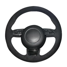 Hand stitched Black Suede Car Steering Wheel Cover for Audi A1 8X A3 8V Sportback A4 B8 Avant A5 8T A6 C7 A7 G8 A8 D4 Q3 8U Q5