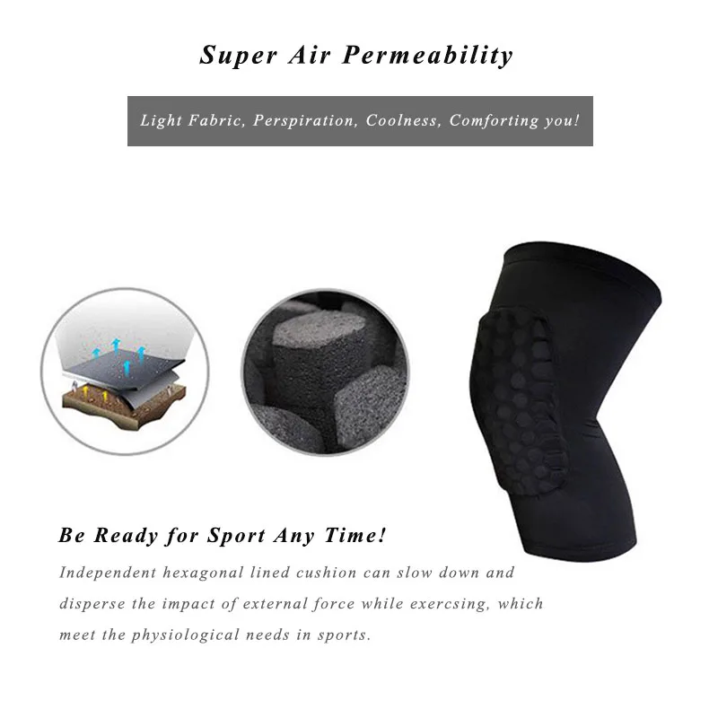 1 шт наколенники для защиты соты наколенник Защитный дышащий рукав для ног для баскетбола Футбол