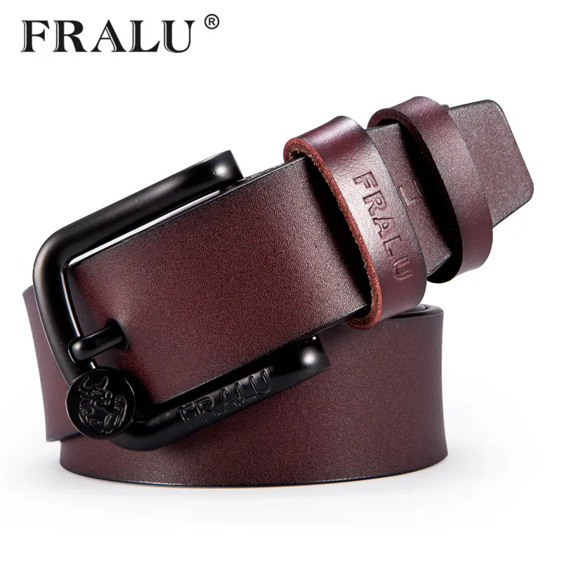 

FRALU New 100% Cowhide Genuine Leather Belts for Men Brand Strap Male Pin Buckle Vintage Cowboy Jeans Cintos Designer Waist Belt