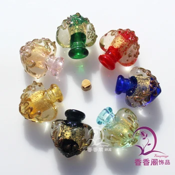 

3PCS Murano Glass Essential Oil Vials Heart(27X25MM,0.25ML) ,Murano Glass Essential Oil Bottle ,