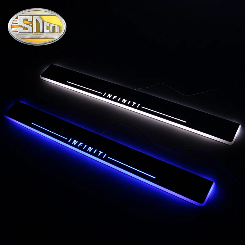 

SNCN 4PCS Acrylic Moving LED Welcome Pedal Car Scuff Plate Pedal Door Sill Pathway Light For Infiniti Q50 Q70 2016 2017 2018