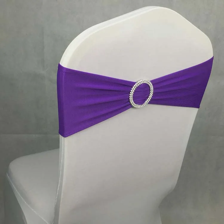 100pcs Dark Purple Elastic Lycra Chair Bows Ties Stretch ...
