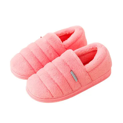 Домашние тапочки для влюбленных; сезон осень-зима; Теплая обувь; женские слипоны на плоской подошве с искусственным мехом; женская домашняя обувь на мягкой подошве; женские плюшевые шлепанцы - Цвет: pink