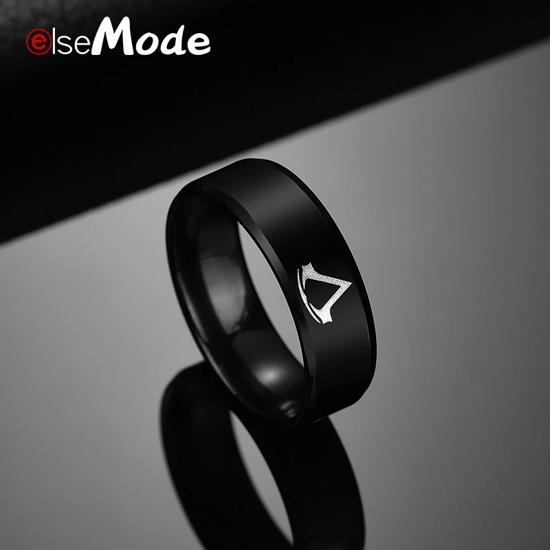 Кольцо из нержавеющей стали ELSEMODE черное кольцо титана с изображением солнца луны