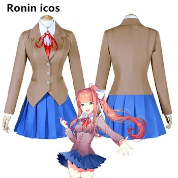 

Game Doki Doki Literature Club Monika Cosplay Women Girl Sayori Yuri Natsuki Cosplay Costume School Full Set Costume Uniform